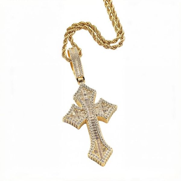 Hip Hop Men's Necklace with Zircon Cross Pendant