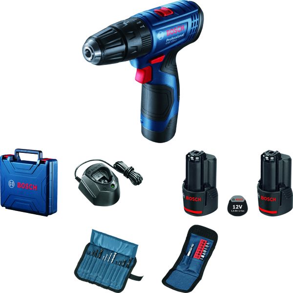 Bosch - Cordless 12V Drill Driver - GSB 120-LI + 23 accessory pieces
