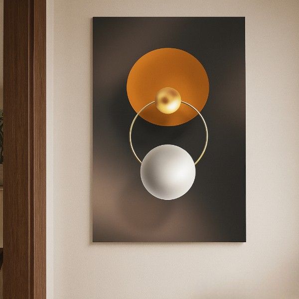 Modern Abstract Geometric Canvas Wall Art - Orange and Gold