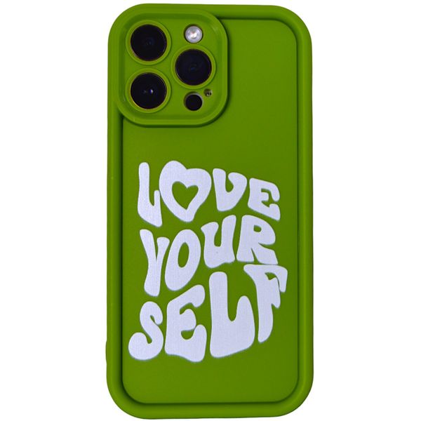 Green - Phone Case with Bubble Edge and Love Yourself - Iphone 14 Pro Max