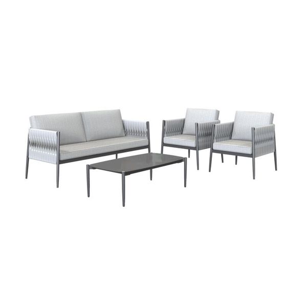 Naterial Henio Aluminium &amp; Rope 4 Piece Patio Set Dark Grey