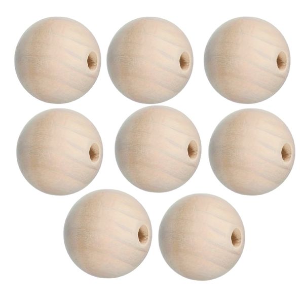 Craft Unfinished Natural Wooden Beads With Holes For DIY Projects 8pc - 4cm