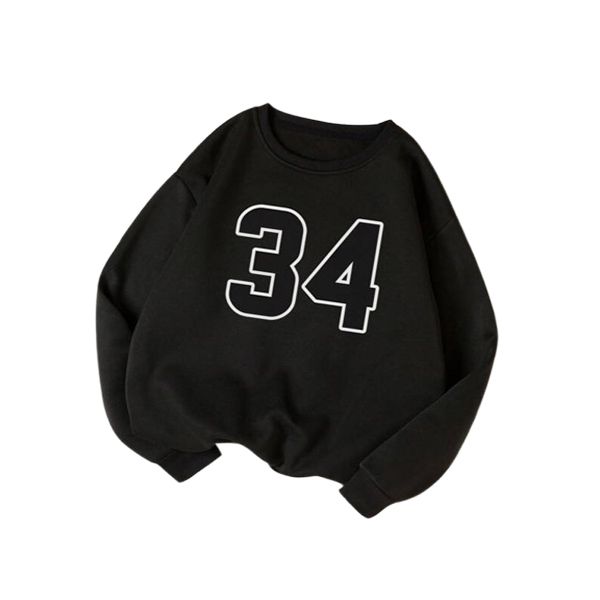 Secret Shield number print Hooded Long Sleeve Sweatshirt