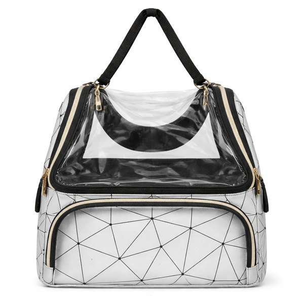 Transparent Cosmetic &amp; Travel Organizer Bag - Clear Top Multi-Compartment