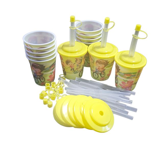 Taaimm Plastic Cups with Lids and Straws