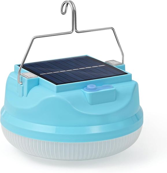 Portable Solar Camping Lantern with Clip Hook, LED Flashlight for Power
