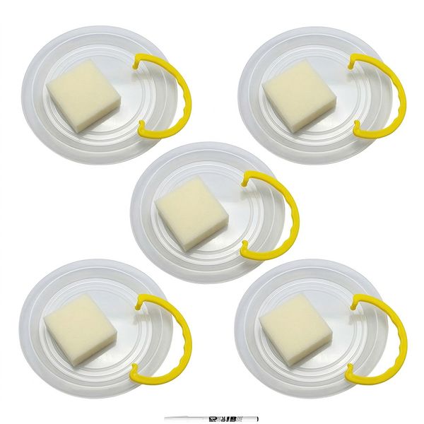 5-Pack Clear Plastic Paint Palette &amp; Sponge Applicator Set With ReVibe Pen