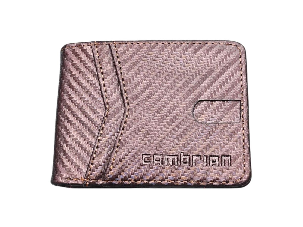 Mens Slim Wallet with Money Clip 10.8x7.7x1.5 cm-Carbon Fibre Brown