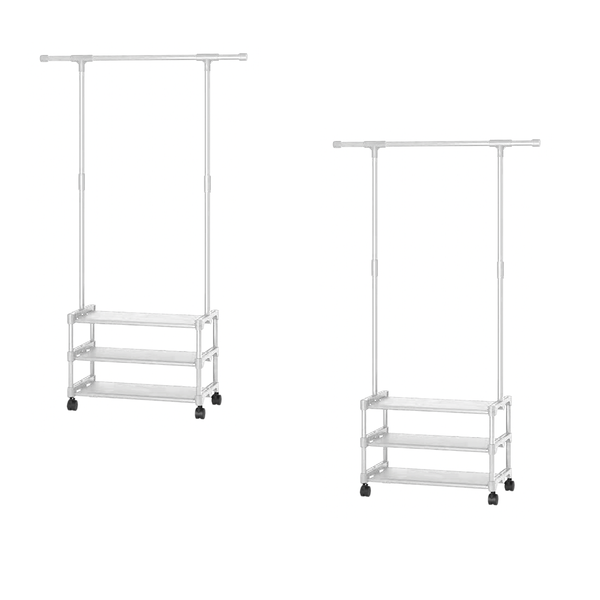 2 Pack Multifunctional Portable ClothesRack And Shoe Rack