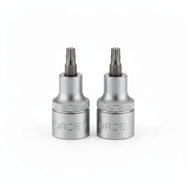 Force T45 Torx Socket Bit 1/2 Inch Drive - Chrome Molybdenum Steel - 2 Pack