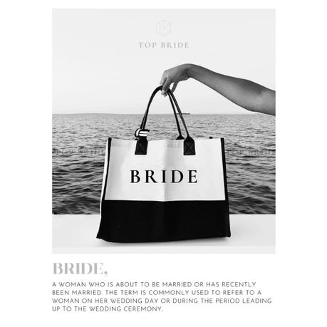 Top Bride Classic White & Black Canvas Bridal Tote Bag - Bride - Daily Sale  Shop