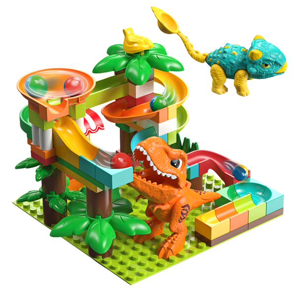 Dinosaur Marble Run Building Blocks Set - Educational Stem Toys for Kids