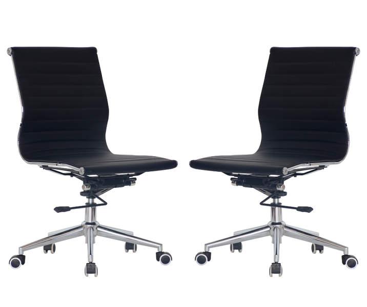 TOCC Ribbed Medium Back Office Chair - NO AMRS - BLACK - SET OF 2
