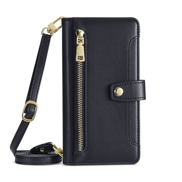 Zipper Wallet Leather Flip Cover Case Compatible With iPhone 13 Pro Max