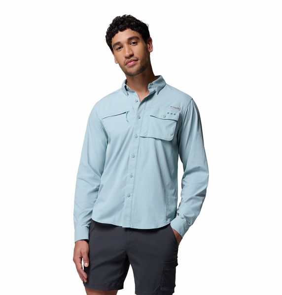 Columbia Men's PFG Wild Cast Long Sleeve Shirt Crushed Blue