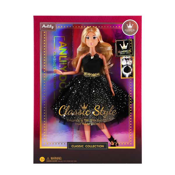 Anlily Classic Style Doll 30cm - Black Dress including Accessories