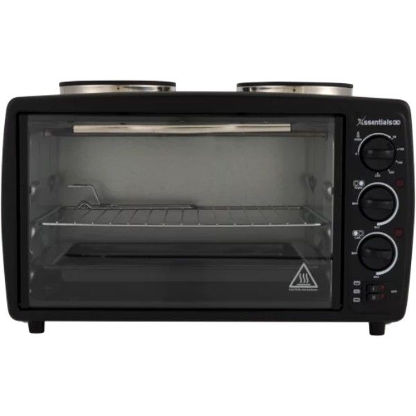 Xssentials Black Mini Oven 2 Plate Stove 24L - 2900W Compact Cooking Power