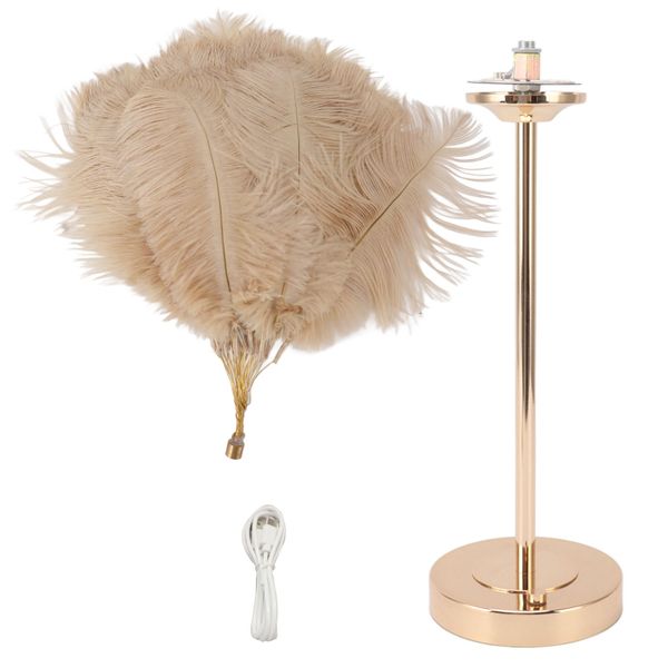 Dimmable Feather Lamp USB Touch Bedside Light for Bedroom Decor
