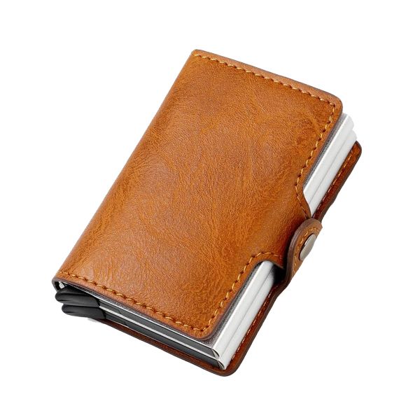 Leather Pop Up Card Holder Wallet with 2 Cases RFID Blocking