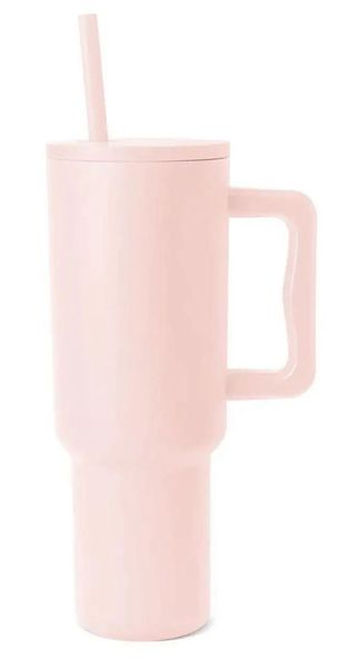 1.18L Tumbler with Handle &amp; Straw Lid, Stainless Travel Mug Light Pink