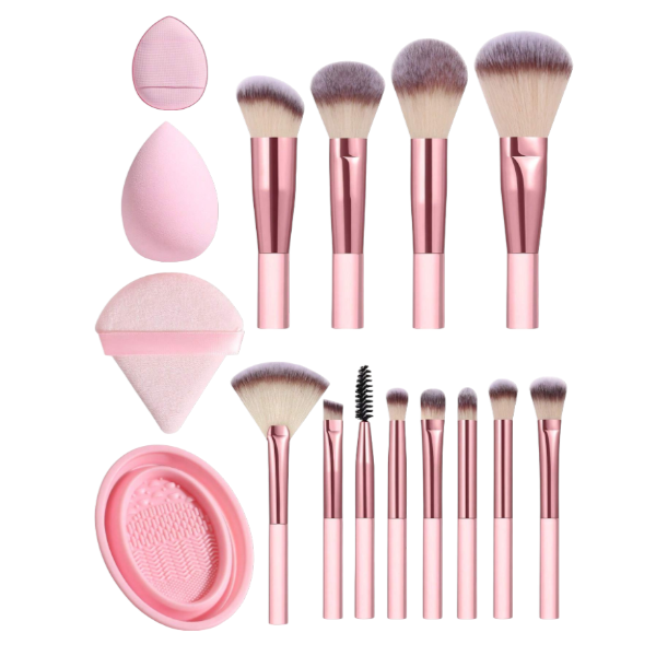 High Quality 16 Pieces Makeup Tool Set - Pink
