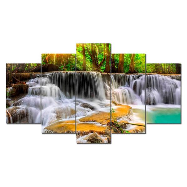 Elegant Waterfall - 5 Panel Split Canvas