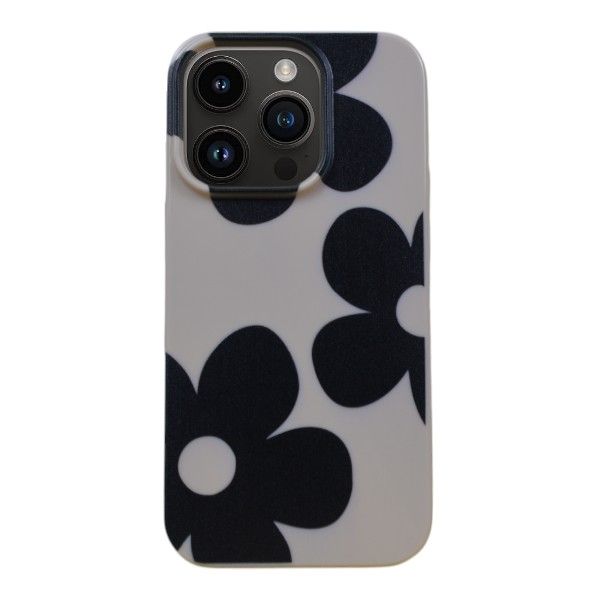 Floral Phone Case Compatible With Phone 14 Pro - Beige &amp; Black