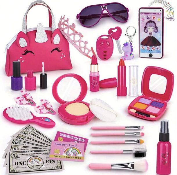 Girls Unicorn Purse With Pretend Play Makeup Toddler Accessories