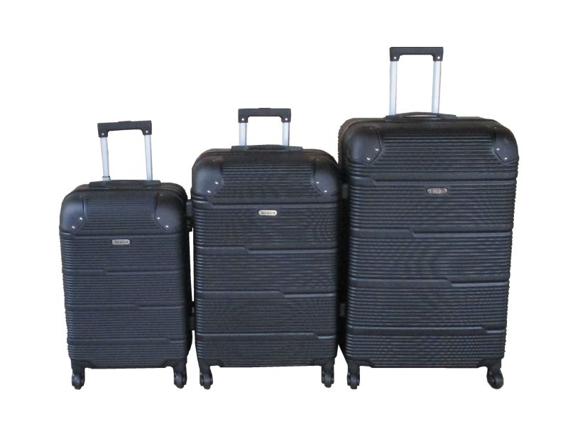 Durable 3-Piece ABS Luggage Set - Spinner Wheels &amp; Telescopic Handle -Black