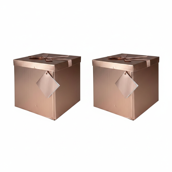 Rose Gold Gift Box Flat Pack 20x20cm for Weddings and Parties - 2 Pack