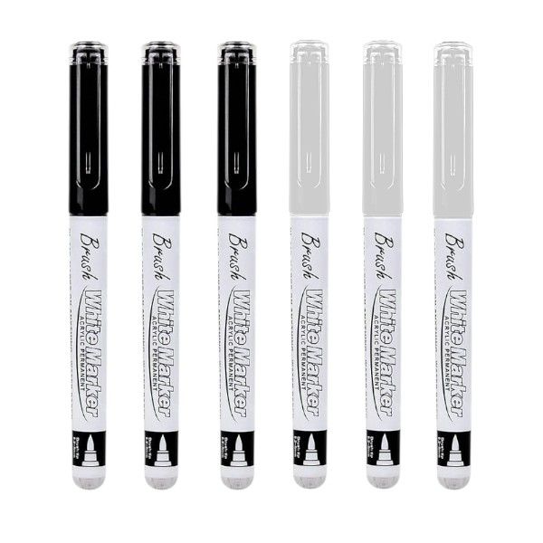 6 Piece - Acrylic Paint Art Pens - Black &amp; White