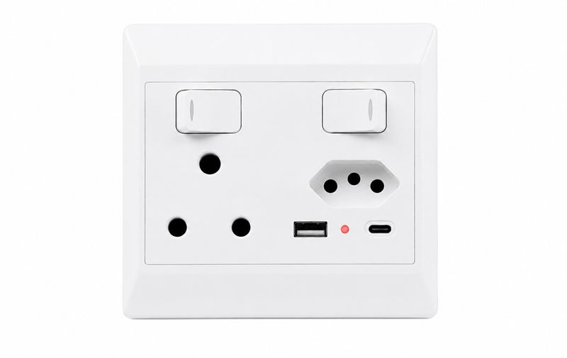 Multi-Function Universal Wall Socket with USB-A &amp; Type-C Charging Outlet