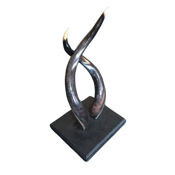 Natural Wood Base Kudu Horn Ornament