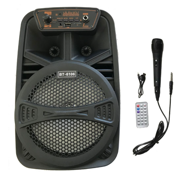 Wireless Karaoke Speaker With Mic - 6.5'/ TF/USB/FM/AUX - Black