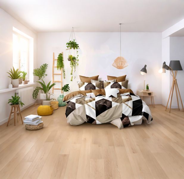 Beige/Brown Polyester Geometric 6piece Duvet Cover