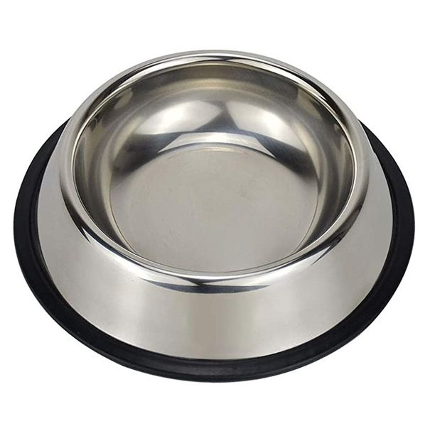 UrbanPets - Stainless Steel Dog Bowl with Rubber Base Cat Pet Bowl