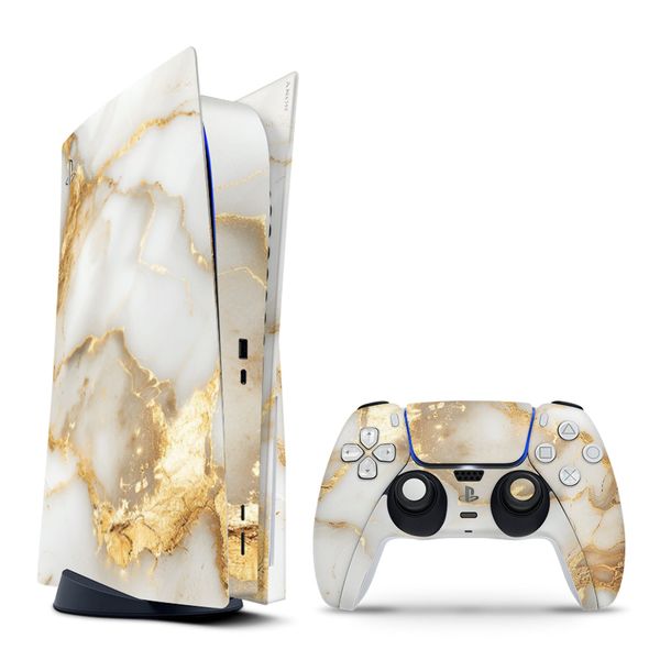 Decal Skin Compatible with PS5 (Disc) - White Gold Vein Marble (Decal Only)