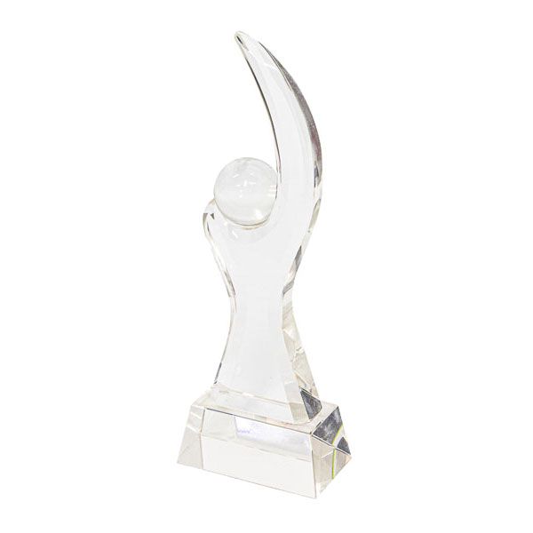 Glass Figurine Trophy with Ball - 26.5cm Including Gift Box
