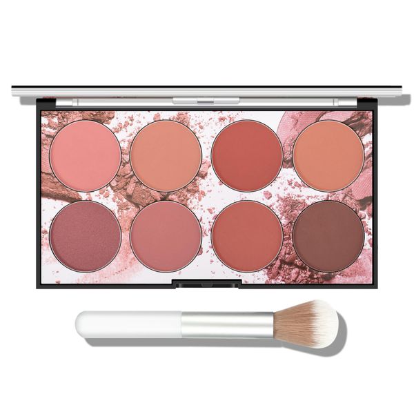 8in1 Colors Face Natural Matte Blush Palette with Makeup Brush