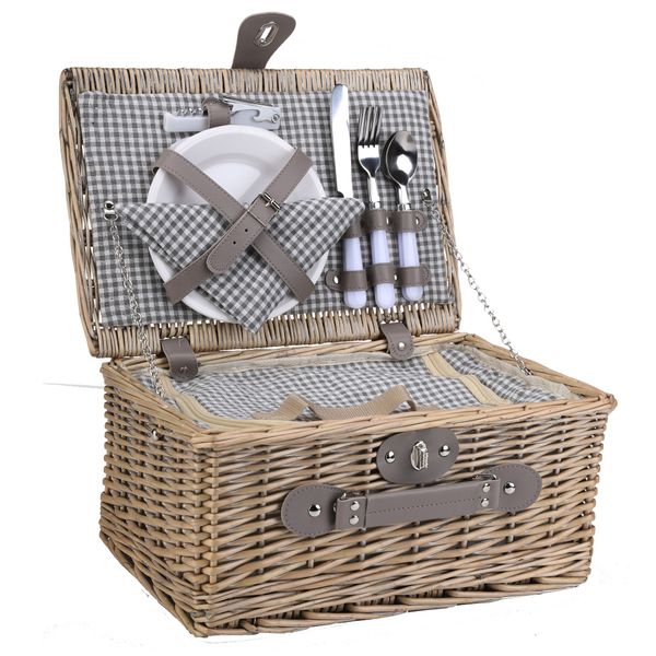 2-Person Wicker Picnic Basket