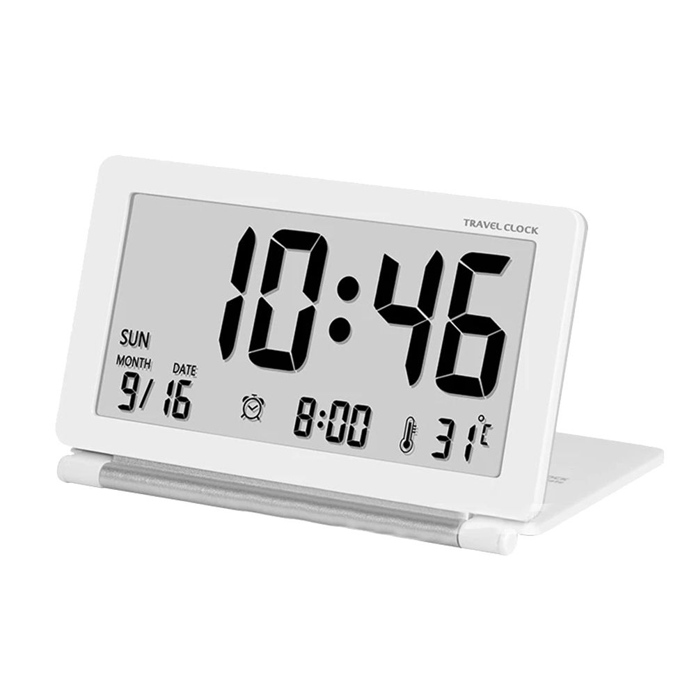Folding LCD Digital Travel Alarm Clock With Temperature Date Time