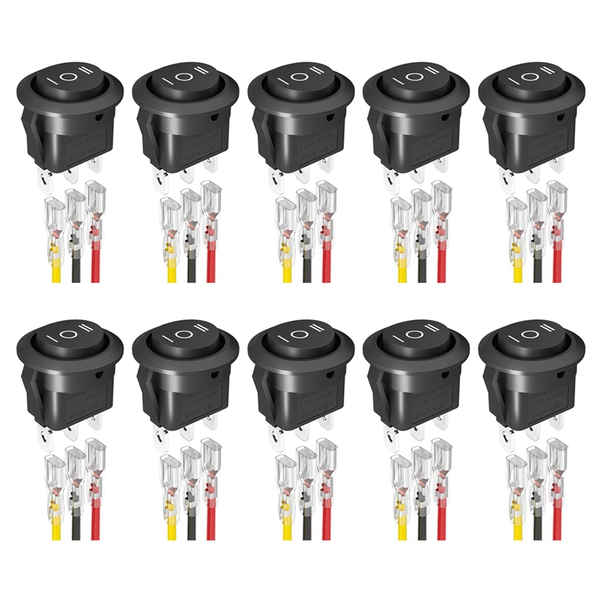 10Pcs Kcd1 12V 3 Pin 3 Position On Off On Dc Circle Toggle Switch