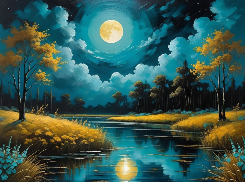 Modern Canvas Wall Art Home Decor - A Full Moon