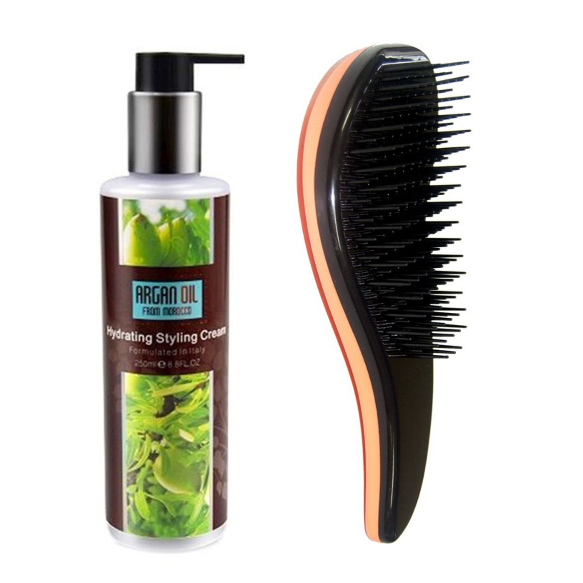 Argan Oil Hydrating Styling Cream 250ml + Pro Detangler Brush