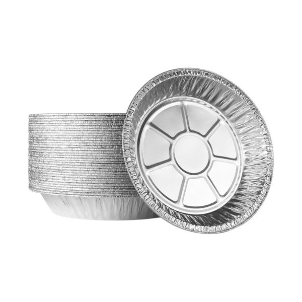 50-Pieces 7-Inch Round Aluminum Foil Trays - Silver
