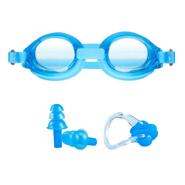 Professional Swimming Goggles With Earplugs Nose Clip For Kids - Blue