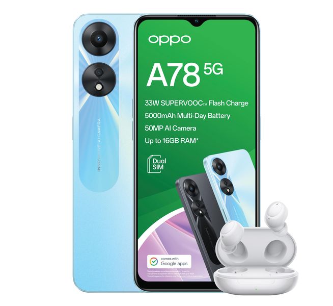 OPPO A78 5G 128GB LTE Dual Sim - Glowing Blue + OPPO Enco Buds