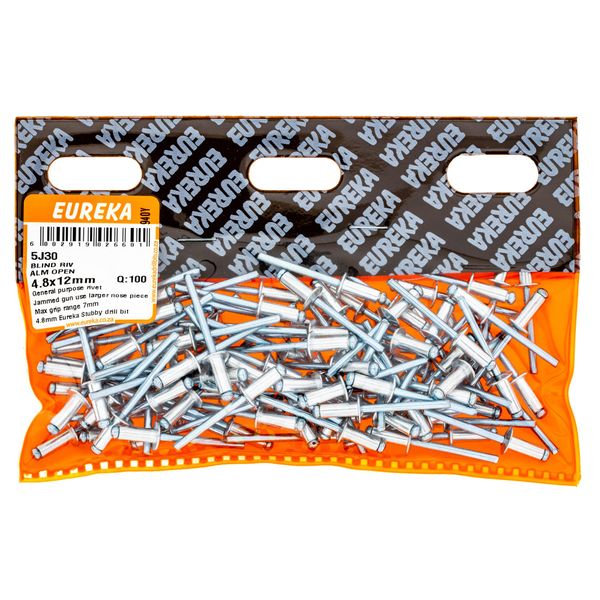 EUREKA Blind Rivet Aluminium Open 4.8 x 12mm Q:100 5J30