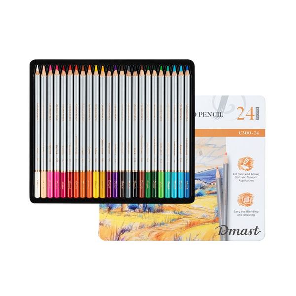 Dmast Colouring Pencils 24 Colors Metal Case