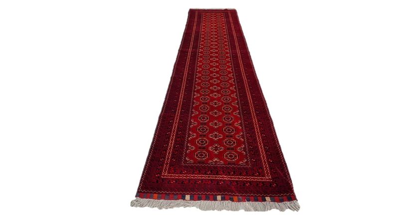 Very Fine Afghan Vaziri Carpet 393cm x 85cm Hand Knotted